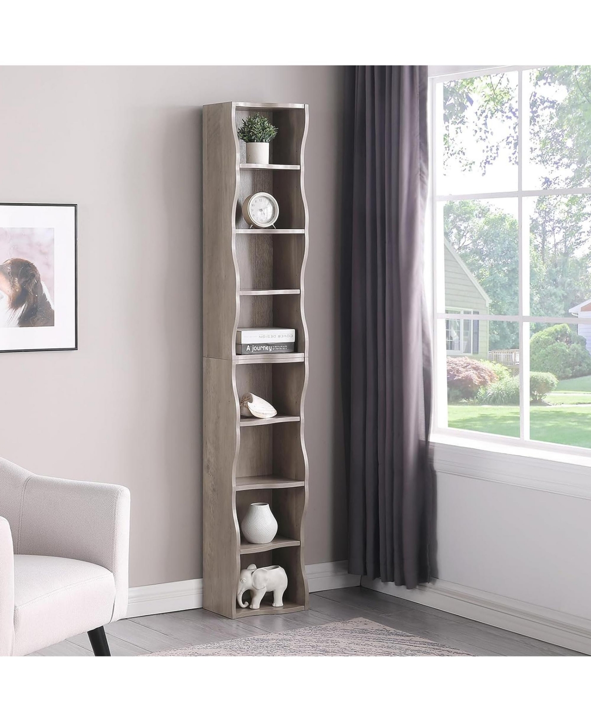Rainsken 8-Tier Tall Narrow Bookshelf