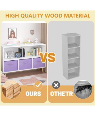 Kids Bookcase and Bookshelf, Toy Storage Cabinet Organizer with 3 Collapsible Fabric Drawers for Playroom, Living Room