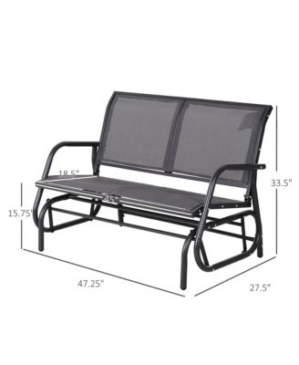 2-Person Outdoor Glider Bench, Patio Double Swing Rocking Chair Loveseat w/ Powder Coated Steel Frame