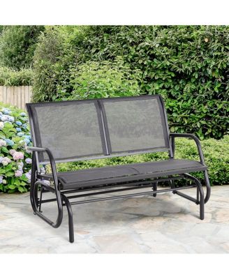 2-Person Outdoor Glider Bench, Patio Double Swing Rocking Chair Loveseat w/ Powder Coated Steel Frame