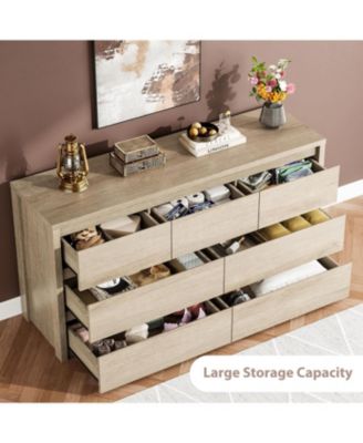 7 Drawer Wood Dresser for Bedroom, Wide Modern Chest with Large Storage for Living Room, Hallway, Entryway