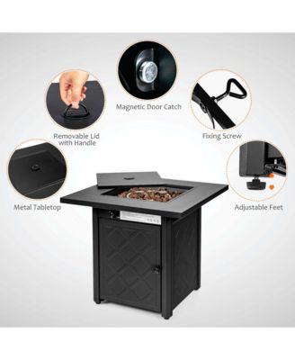 Set of 7 Patio Furniture Set w/ 28'' 50000 BTU Propane Gas Fire Pit Table Cushions