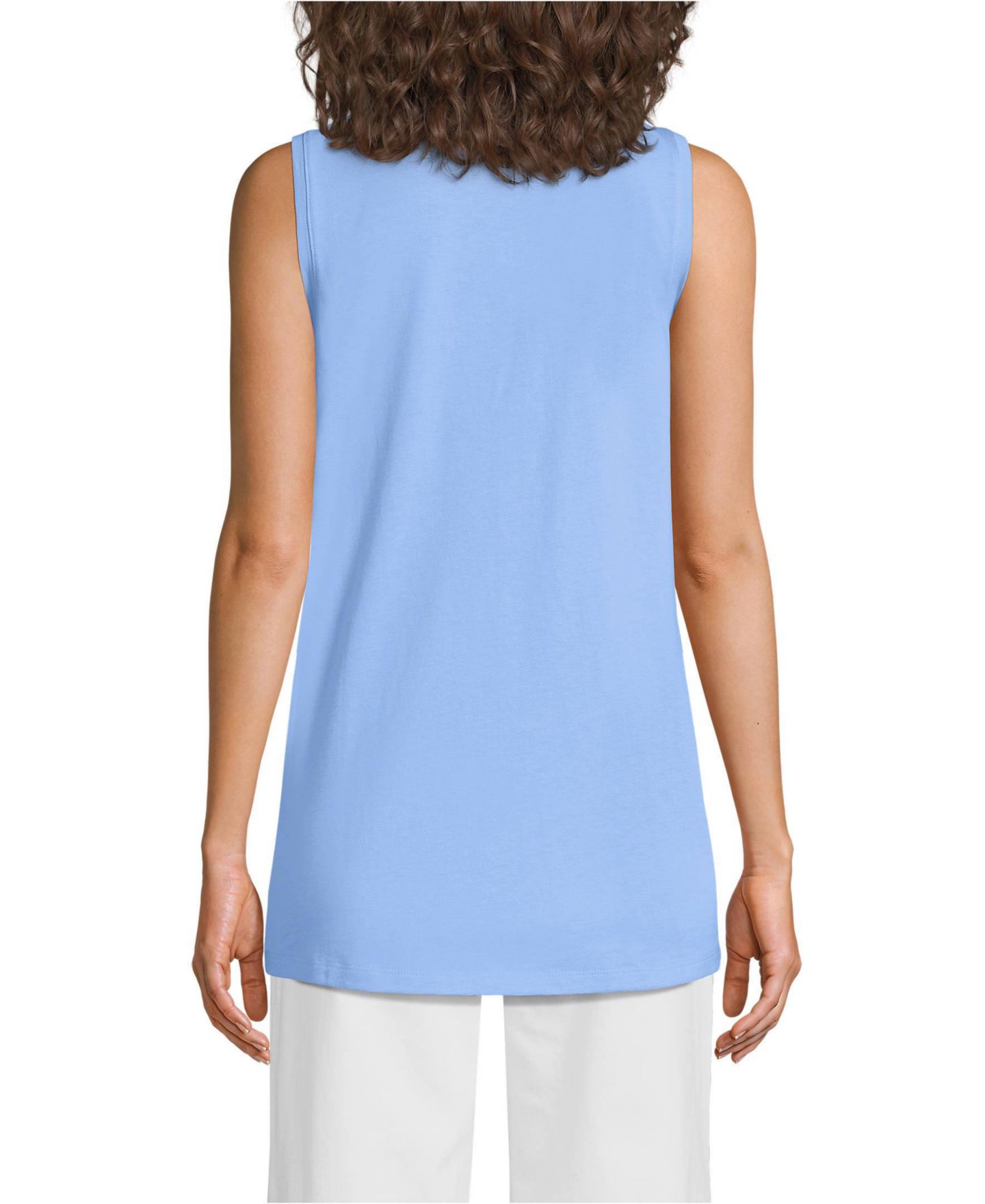 Женский топ Lands' End Supima Cotton Tunic Tank Top, цвет: Прозрачный синий небесно-голубой — фото 2