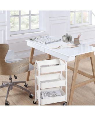 3-Tier Compact Rolling Storage Cart - Under Desk Use, 100 lbs Capacity