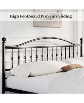 King Size Metal Platform Bed Frame with Vintage Circular Headboard and Footboard, Heavy-Duty Iron Frame, No Box Spring Needed, Noise-Free Design