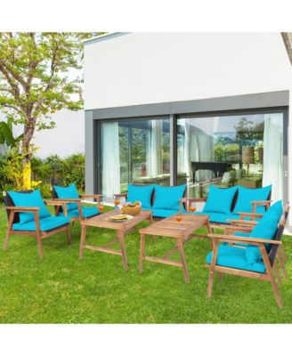 8 Piece Patio Conversation Set Outdoor Furniture Set  w/ Cushion