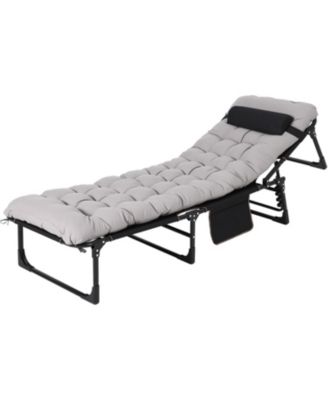 TrailBlaze Heavy-Duty Folding Camping Cot Bed for Adults – Removable Thick Mattress, Pillow & Side Pocket, Portable Oxford