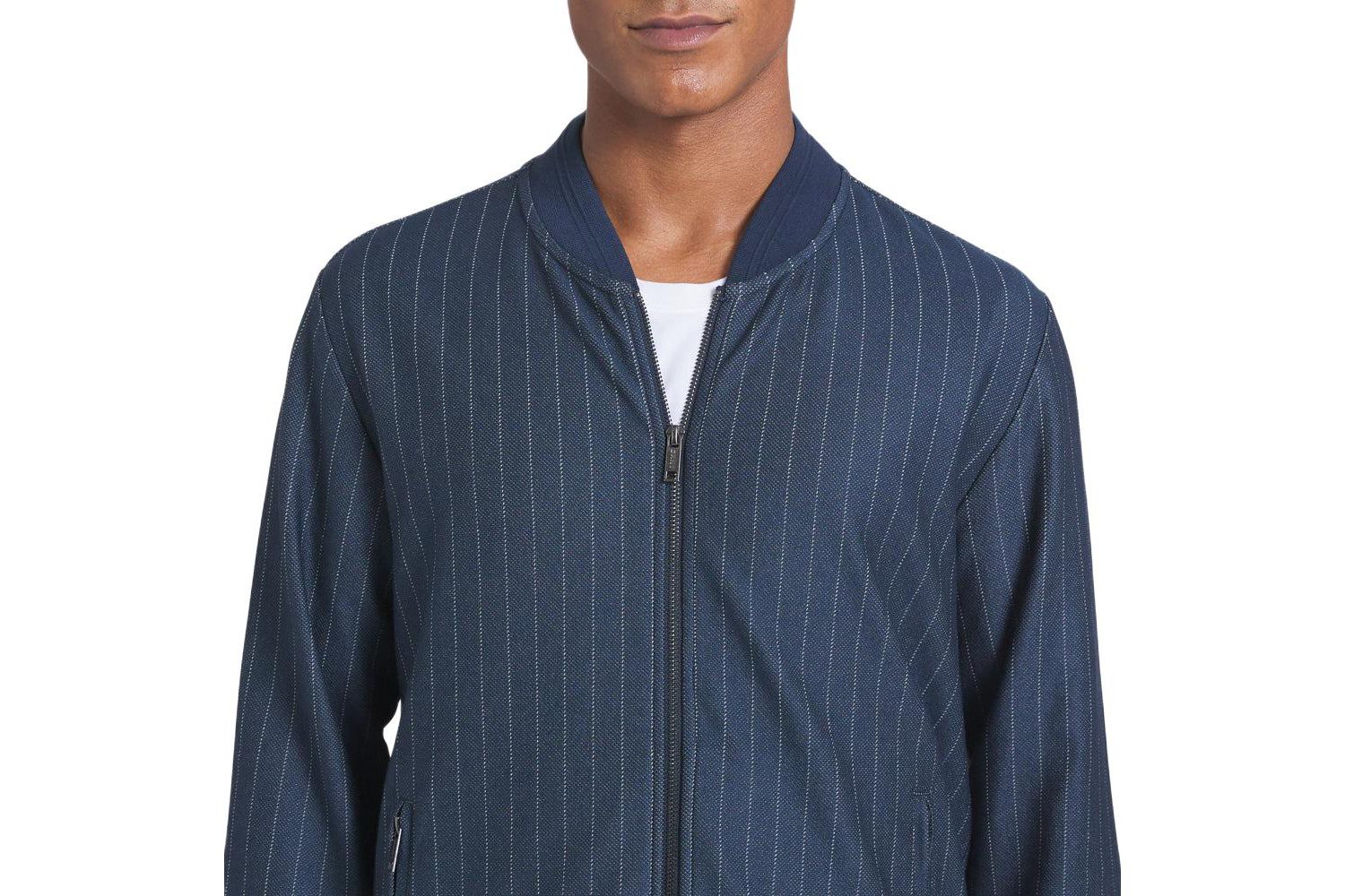 Men's pinstripe zip-up jacket