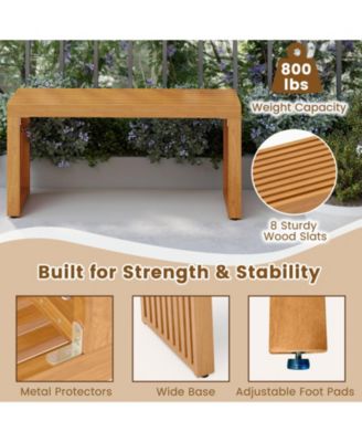 2 PCS 36 Inch Patio Bench All-Slat Acacia Wood Loveseat for 2 People 800 lbs Capacity