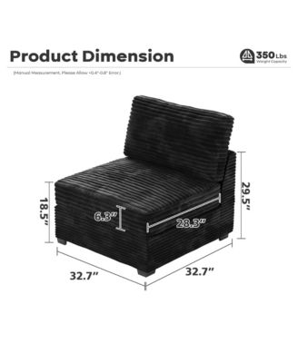 Modular Sectional Sofa Middle Seat Module, 32.7" Middle Seat for DIY Combination L U V Shaped, Plush Corduroy Loveseat Chair for Living Room