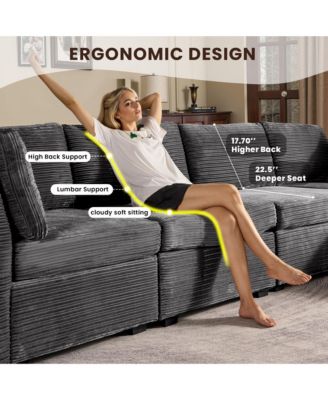 9-Piece Modular Sectional Sofa Couch with Chaise Ottomans, Comfy Plush Corduroy Cloud Couches, Modern Deep Seat Sofas Set for Living Room