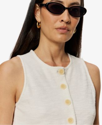 Women's Crewneck Button-Front Knit Vest