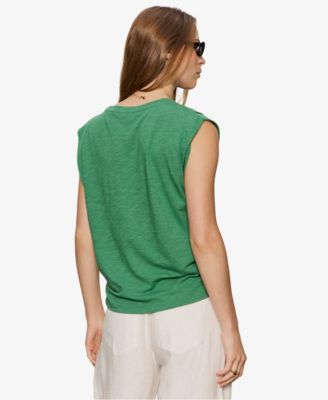 Women's Knot-Front Crew Neck Muscle Tee