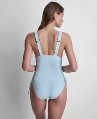 Women's Side Adjustable Tie Plunge One-Piece Swimsuit