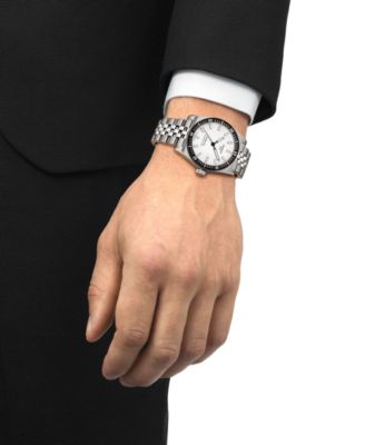 Unisex Mineral Automatic White Dial Stainless Steel Watch, 38mm