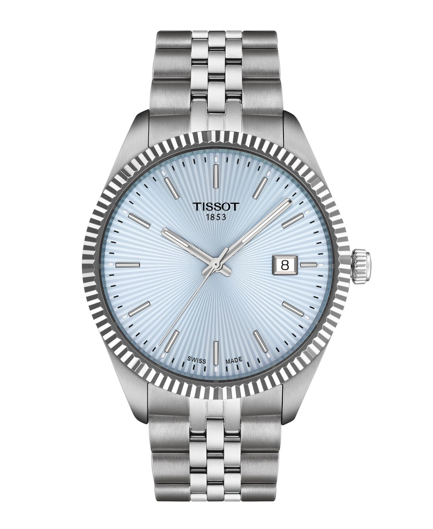 Men's Ice Blue Dial Silver Tone Stainless Steel Watch, 40mm