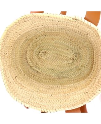 Medium Sense Basket Tote Raffia with Leather