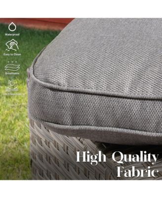 5 Piece Outdoor Patio Furniture Set,Wicker Conversation Set with Comfy Deep Sofa,Wide Armrest Chairs with Ottoman for Outside Porch Balcony