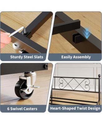 Daybed with Trundle Metal Twin Daybed Frame Headboard Platform Sofa Bed Metal Slats Living Room Guest Room