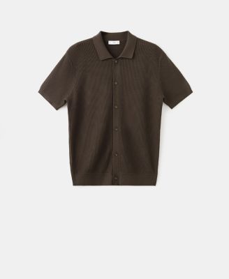 Men's Cotton Structured Knit Buttons Polo Shirt