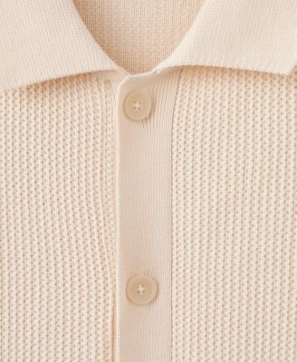 Men's Cotton Structured Knit Buttons Polo Shirt
