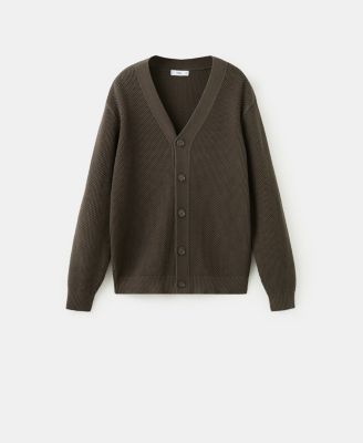 Men's Medium Knit Microstructure Cardigan Sweater