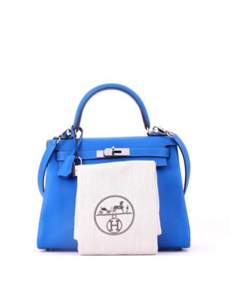 Kelly 28 Handbag Blue Evercolor with Palladium Hardware