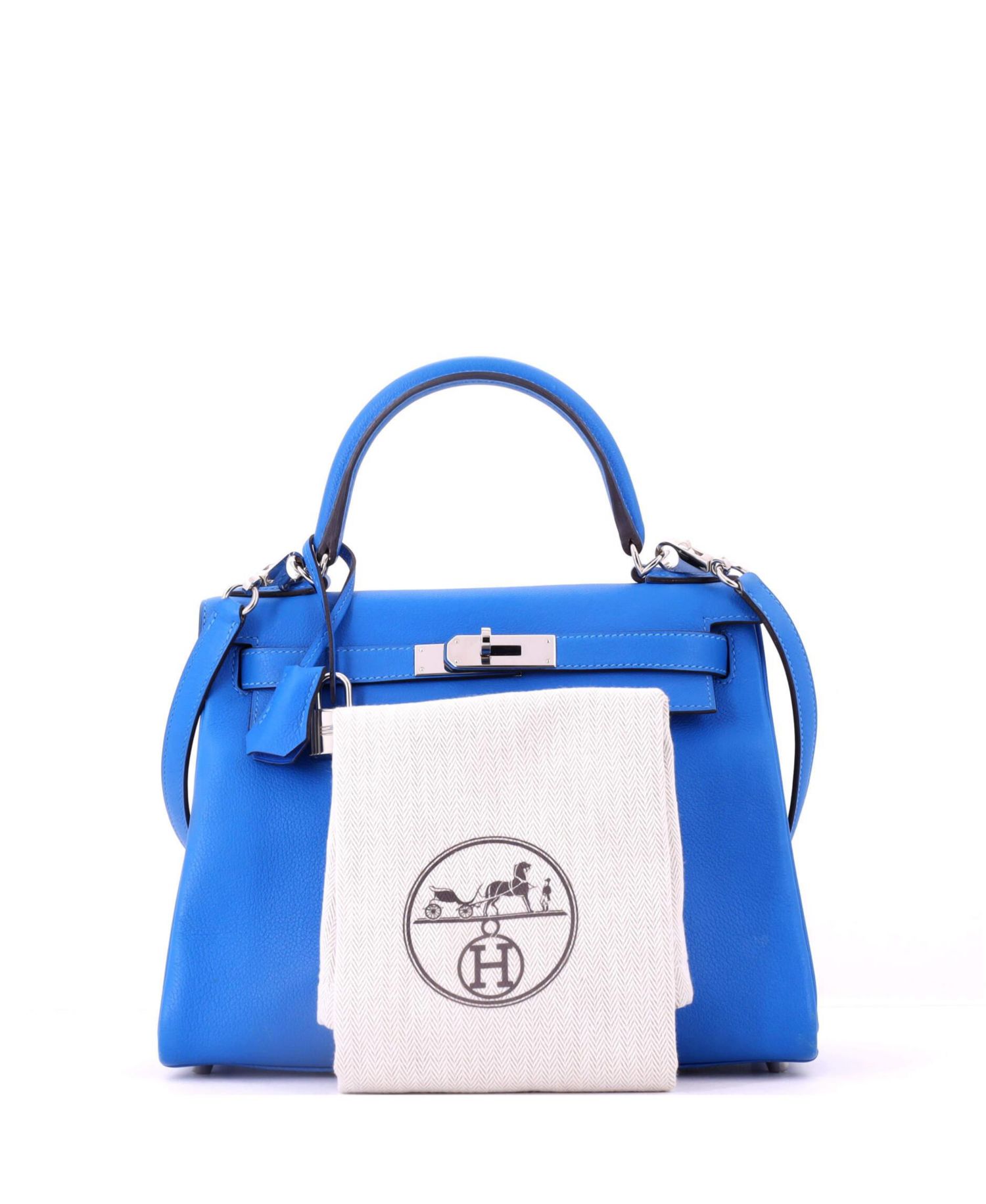 Kelly 28 Handbag Blue Evercolor with Palladium Hardware