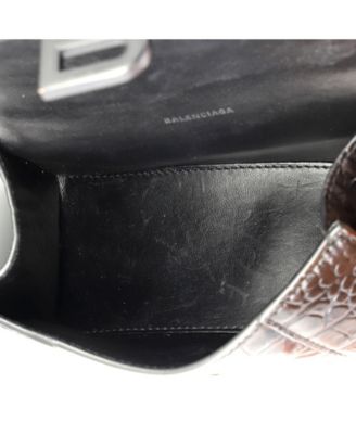 XS Hourglass Top Handle Bag Embossed Leather