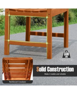 Solid Wood Outdoor Dining Chairs with Slatted Design