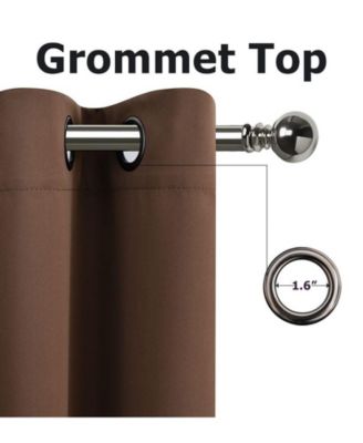 Brown 2 Piece Grommet Top Blackout Curtain Panels For Extra Long Windows