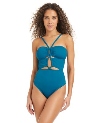 Women's Banded Neck One-Piece Swimsuit