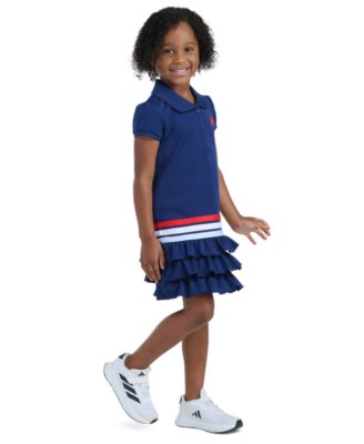 Girls' 2T-6X Ribbed Polo Collar Dress