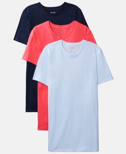 Мужские футболки Calvin Klein 3-Pack Cotton Classics Crewneck T-Shirts, цвет: Тёмно-синий / Красный