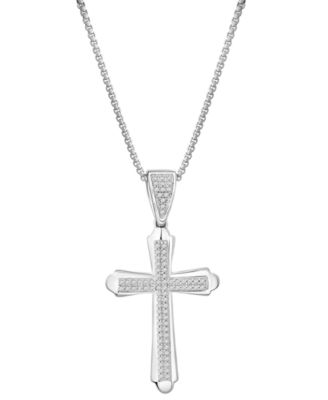Men's Diamond Cross Pendant Necklace (1/4 ct. t.w.) in Sterling Silver