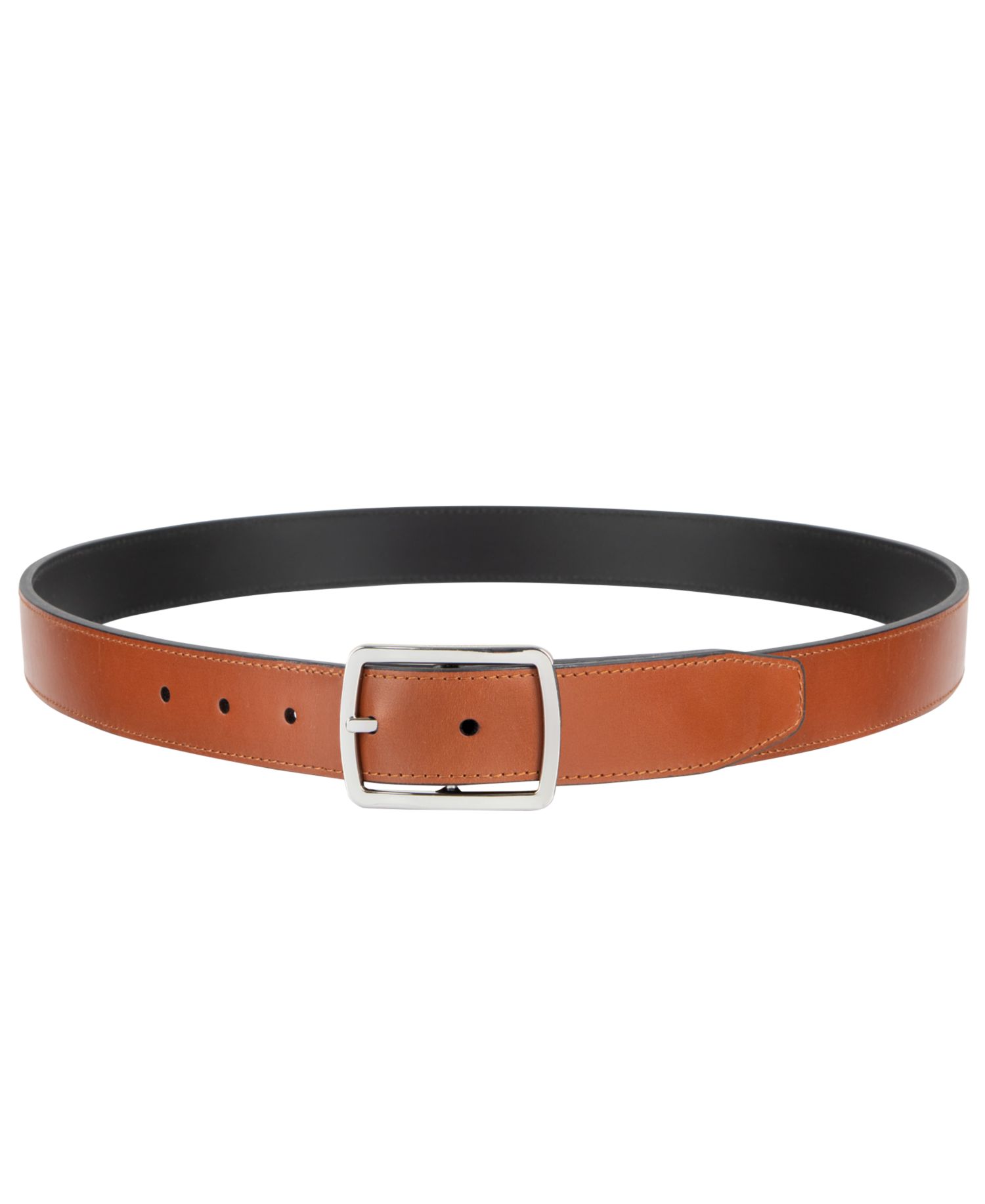 32MM Men's Center-Bar Reversible Leather Belt
