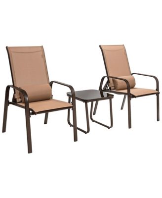 3PCS Outdoor Bistro Set Patio Conversation Set w/ Adjustable Backrest