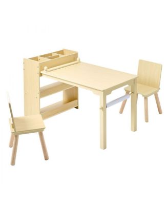 Kids Art Table and Chair Set with 3-Tier Storage Cabinet