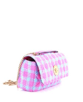 East West Medusa Icon Chain Flap Bag Quilted Tweed