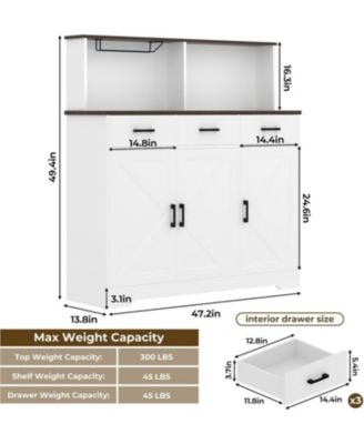 Sideboard Buffet Cabinet Open Rack Door and Drawer Microwave Stand for Kitchen