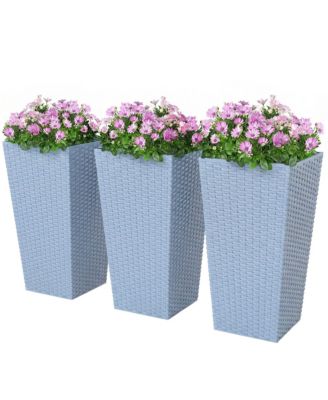 Set of 3 Tall Planters, Indoor and Outdoor Flower Pot Set