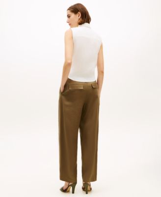 Women's Linen Knotted Collared Top