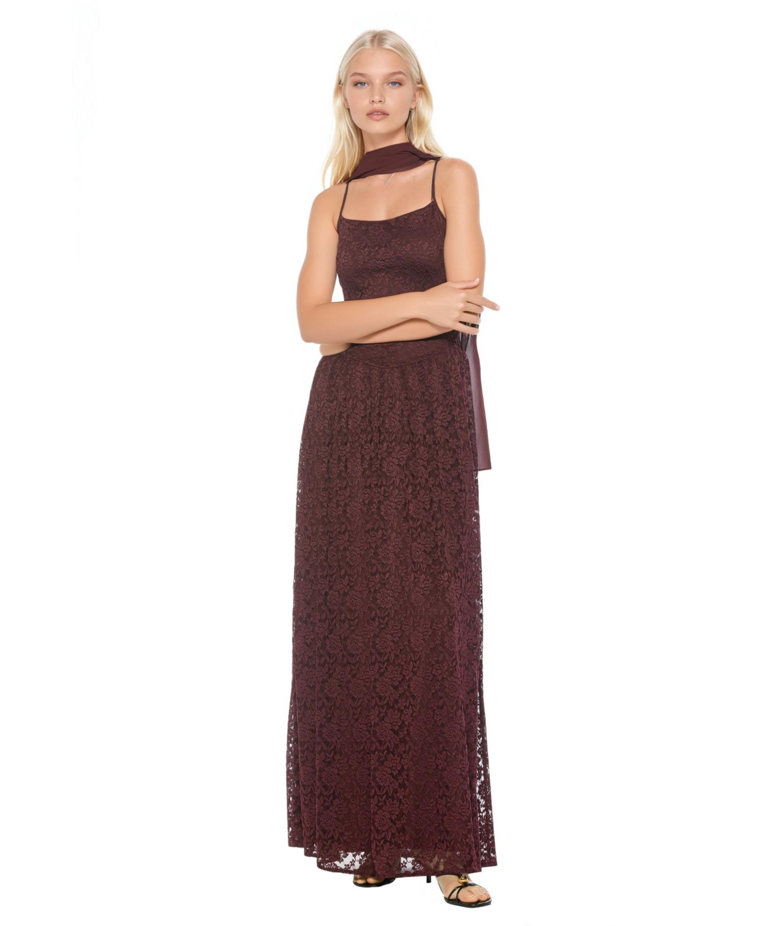 Women's Marin Draped Bodice Dropped Waist Gown Dress