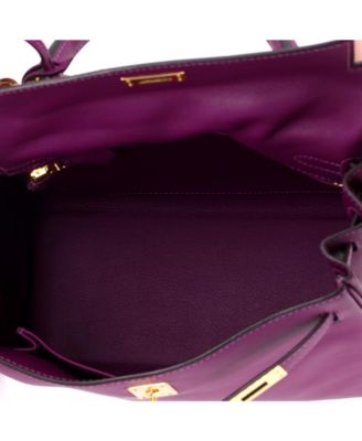 Kelly 25 Handbag Purple Swift with Gold Hardware