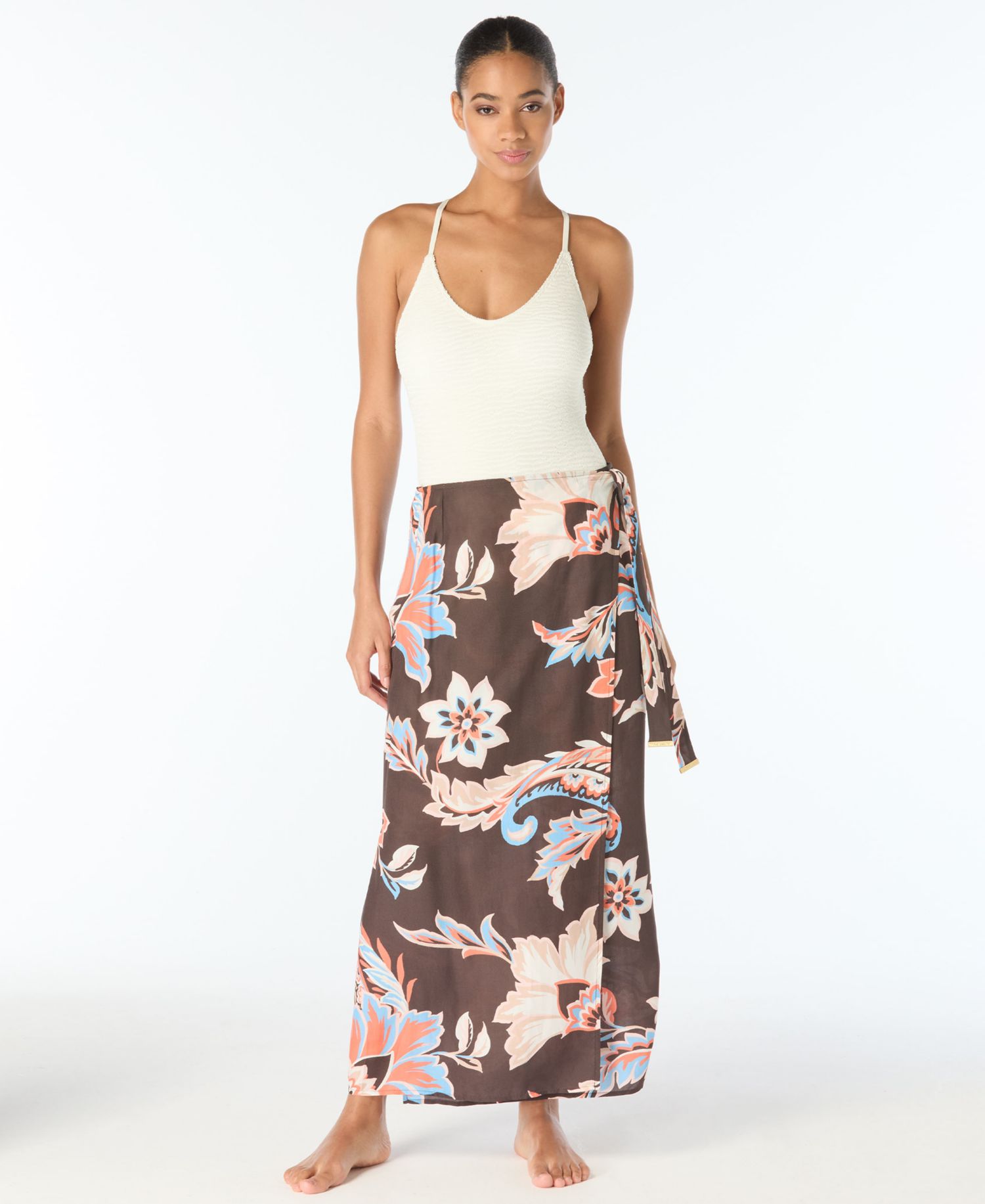 Women's Printed Wrap Swim Maxi Skirt