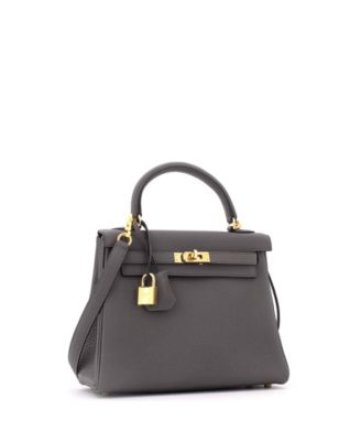 Kelly 25 Handbag Grey Togo with Gold Hardware
