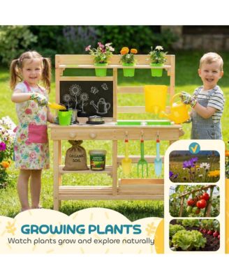 Wooden Kids Mud Kitchen with Kitchenware & Garden Tools