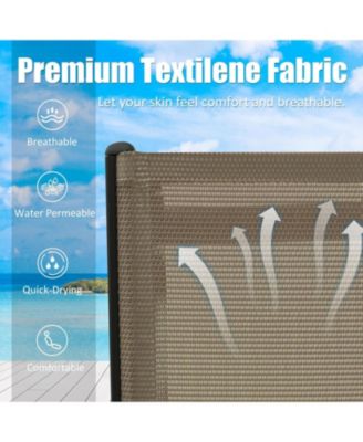 Lounge Chairs Set, Aluminum Adjustable Outdoor Chaise Lounge with Wheels, 2 Poolside Chairs,1 Side Table, Textilene