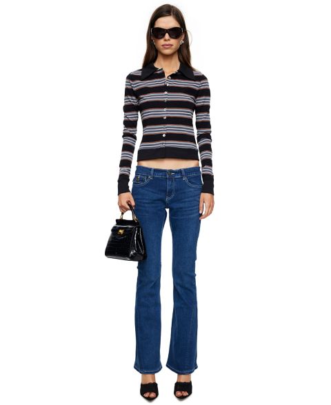 Женский топ Lioness Bada Bing Striped Button Down Knit, цвет: Чёрный полосатый