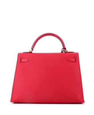 Kelly 32 Handbag Red Epsom with Gold Hardware